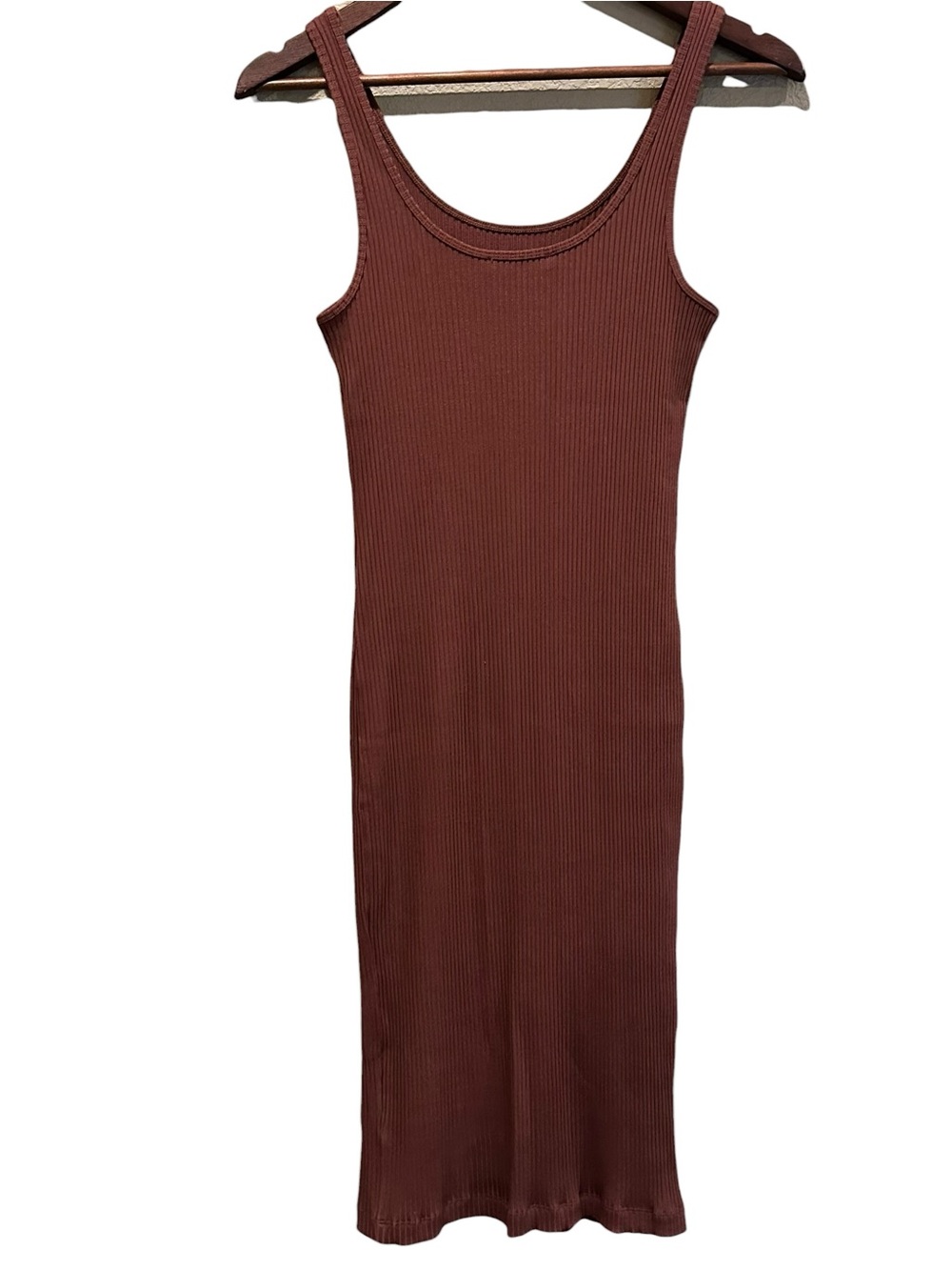 Wilfred Free Brown Ribbed Murdock Midi Sleeveless Tank Dress Size Small - Picture 4 of 7